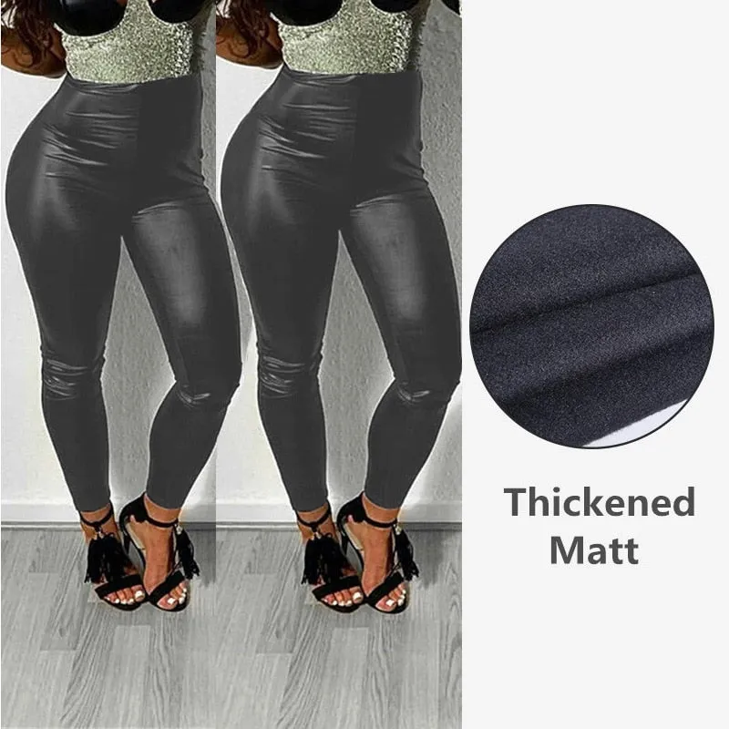 2020 Summer PU Leather Leggings Women High Waist Skinny Push Up Leggings