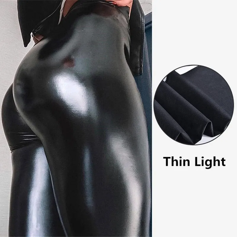 2020 Summer PU Leather Leggings Women High Waist Skinny Push Up Leggings