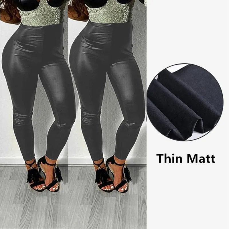 2020 Summer PU Leather Leggings Women High Waist Skinny Push Up Leggings