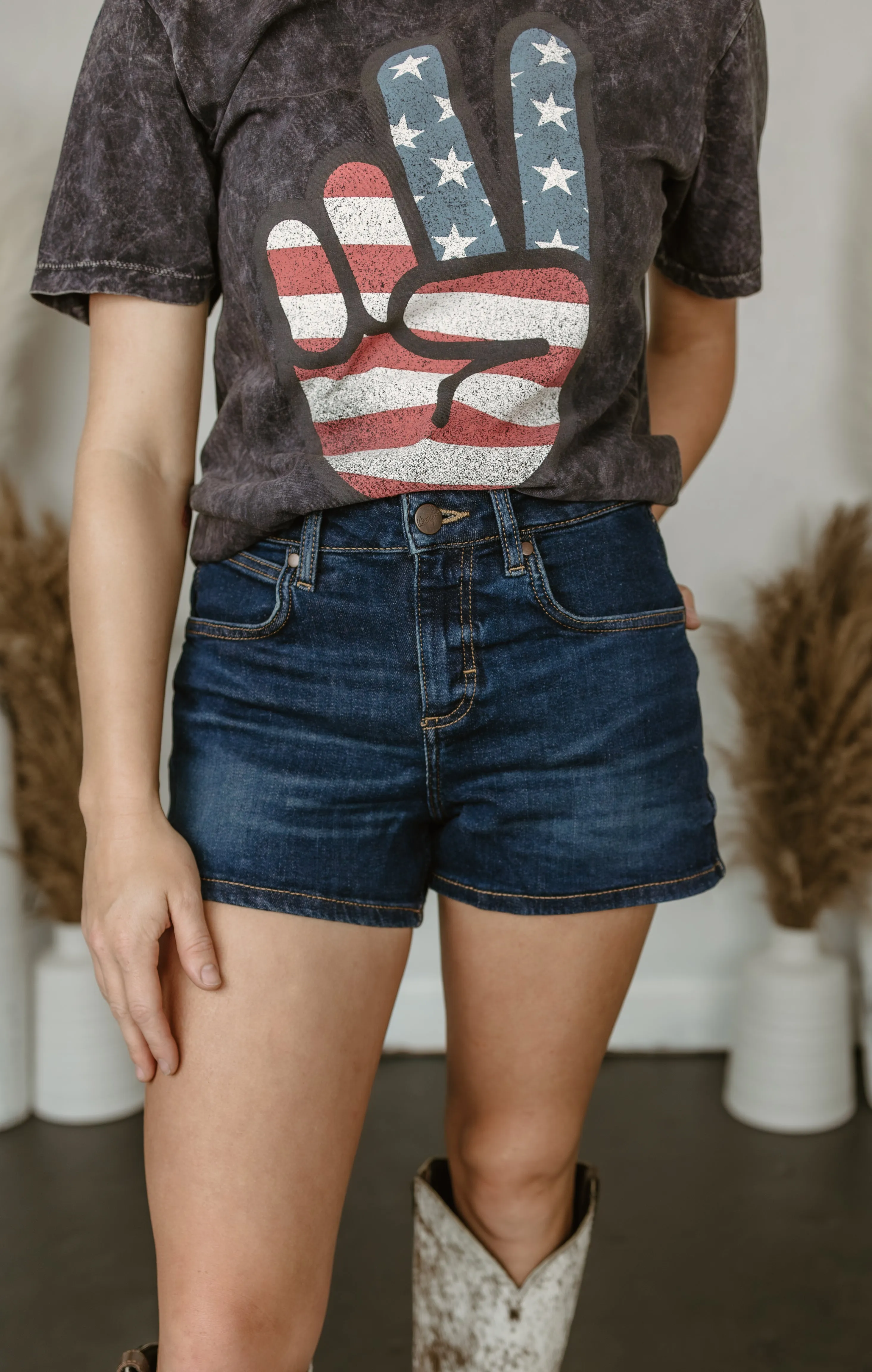 American Peace Sign Super Soft Acid Wash Tee
