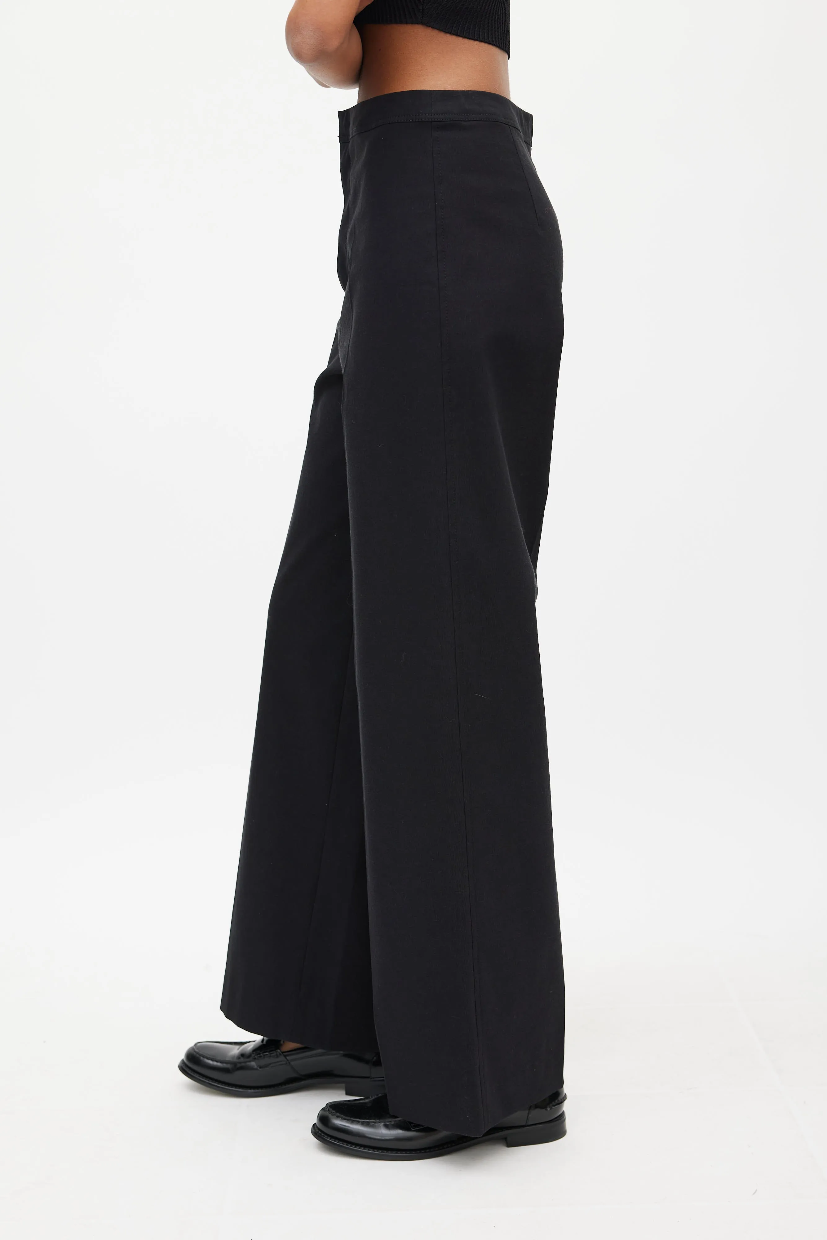 Black Wide Leg Steve Trouser