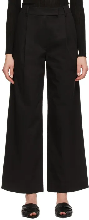 Blossom Black Cotton Len Tuck Trousers