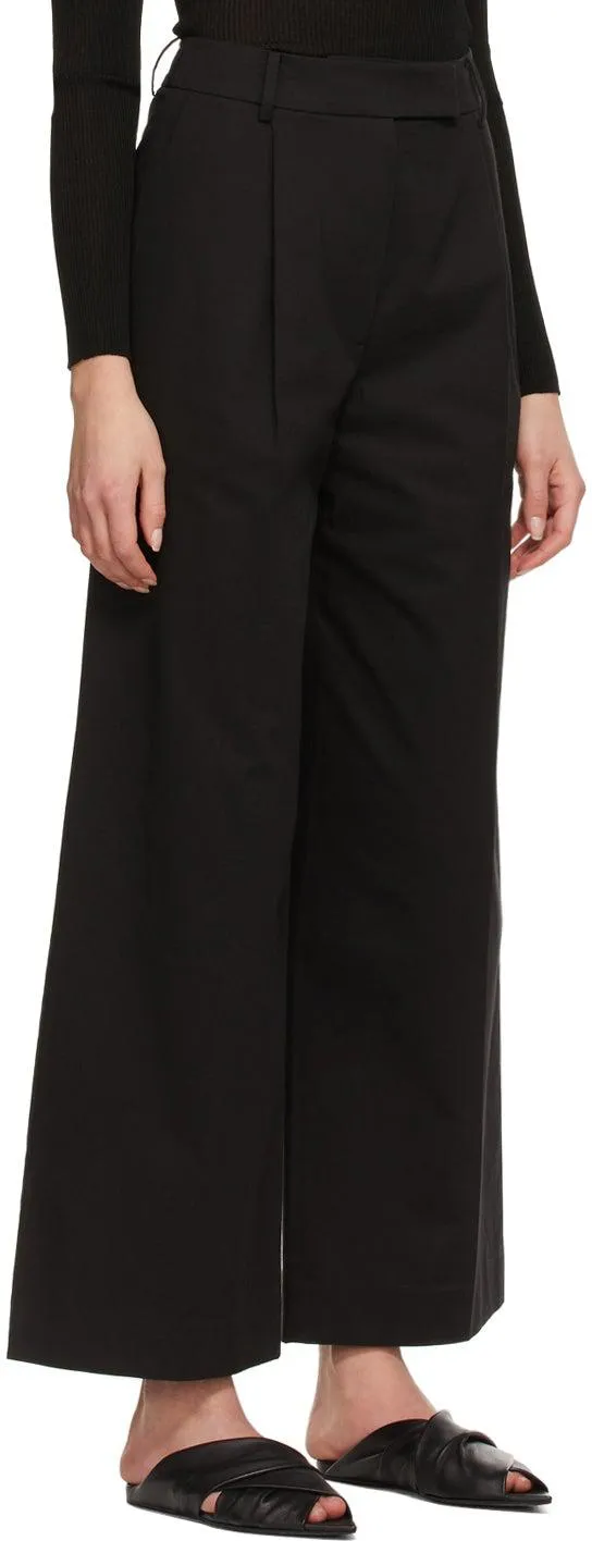 Blossom Black Cotton Len Tuck Trousers