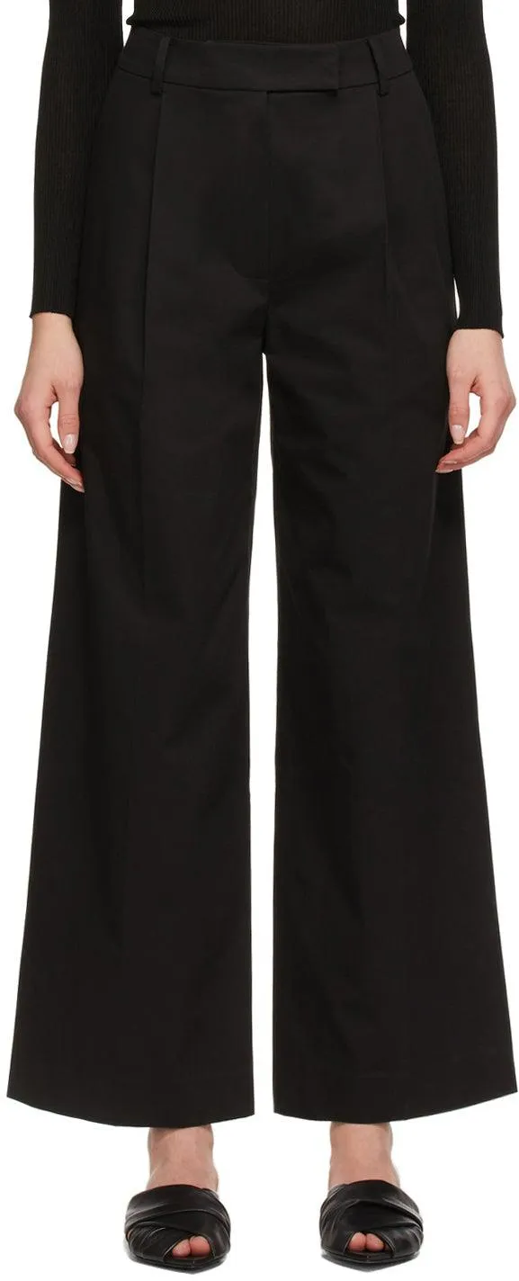 Blossom Black Cotton Len Tuck Trousers