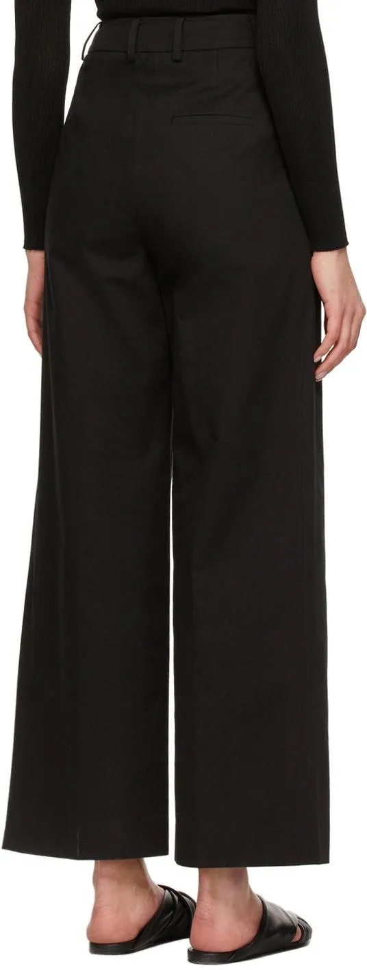 Blossom Black Cotton Len Tuck Trousers