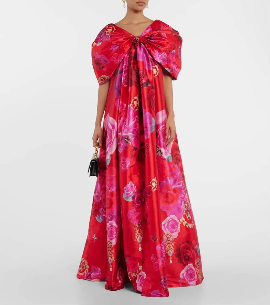 Camilla Poly bow-detail taffeta maxi dress