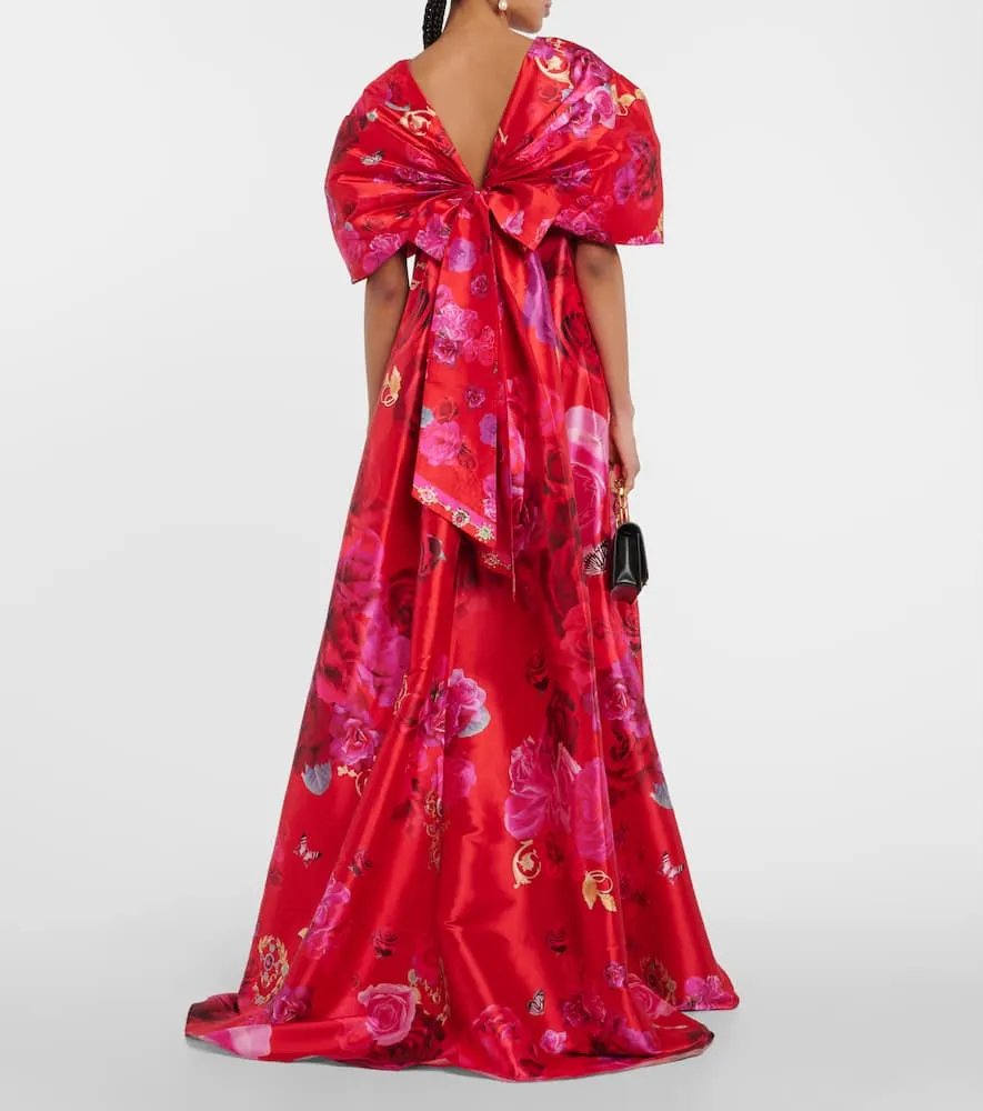 Camilla Poly bow-detail taffeta maxi dress
