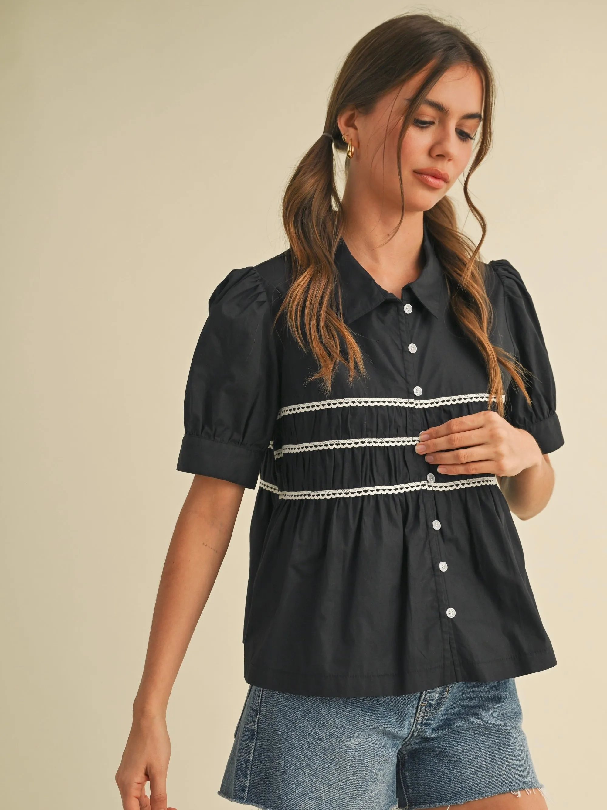 Casey Lace Trim Top