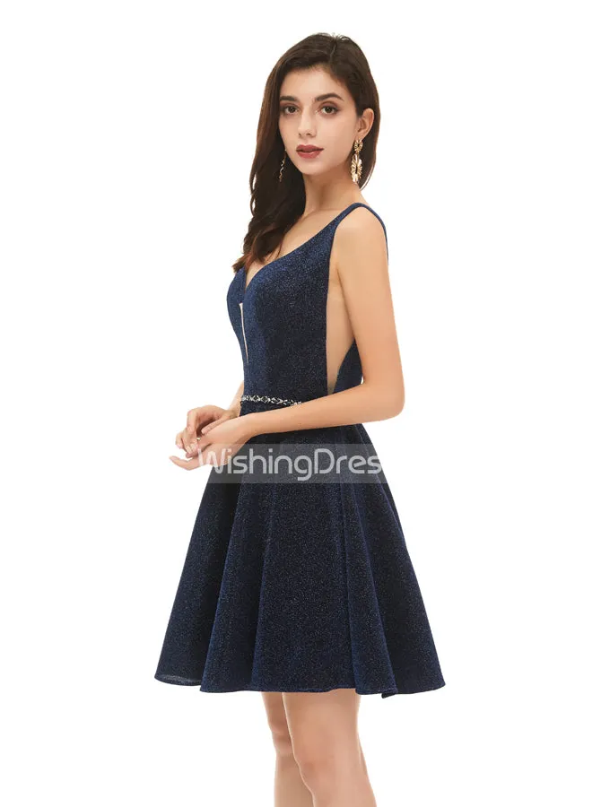 Dark Navy A-line Homecoming Dresses,Elegant Cocktail Dress,HC00220