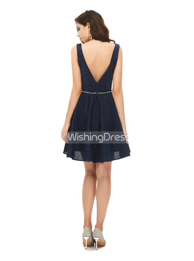 Dark Navy A-line Homecoming Dresses,Elegant Cocktail Dress,HC00220