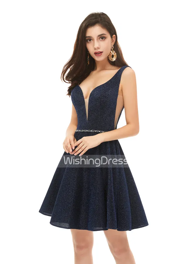 Dark Navy A-line Homecoming Dresses,Elegant Cocktail Dress,HC00220