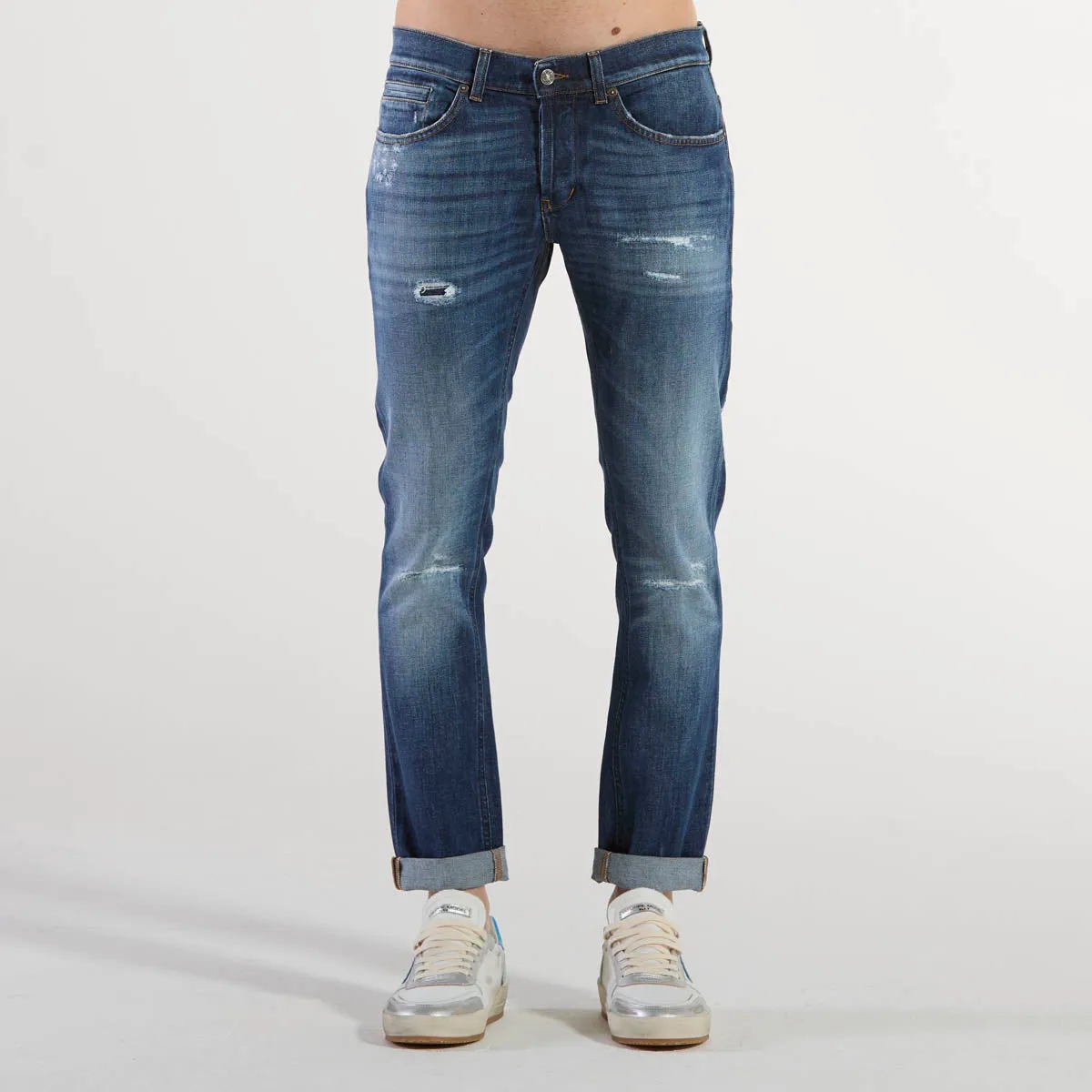 Dondup jeans george denim scuro con abrasioni