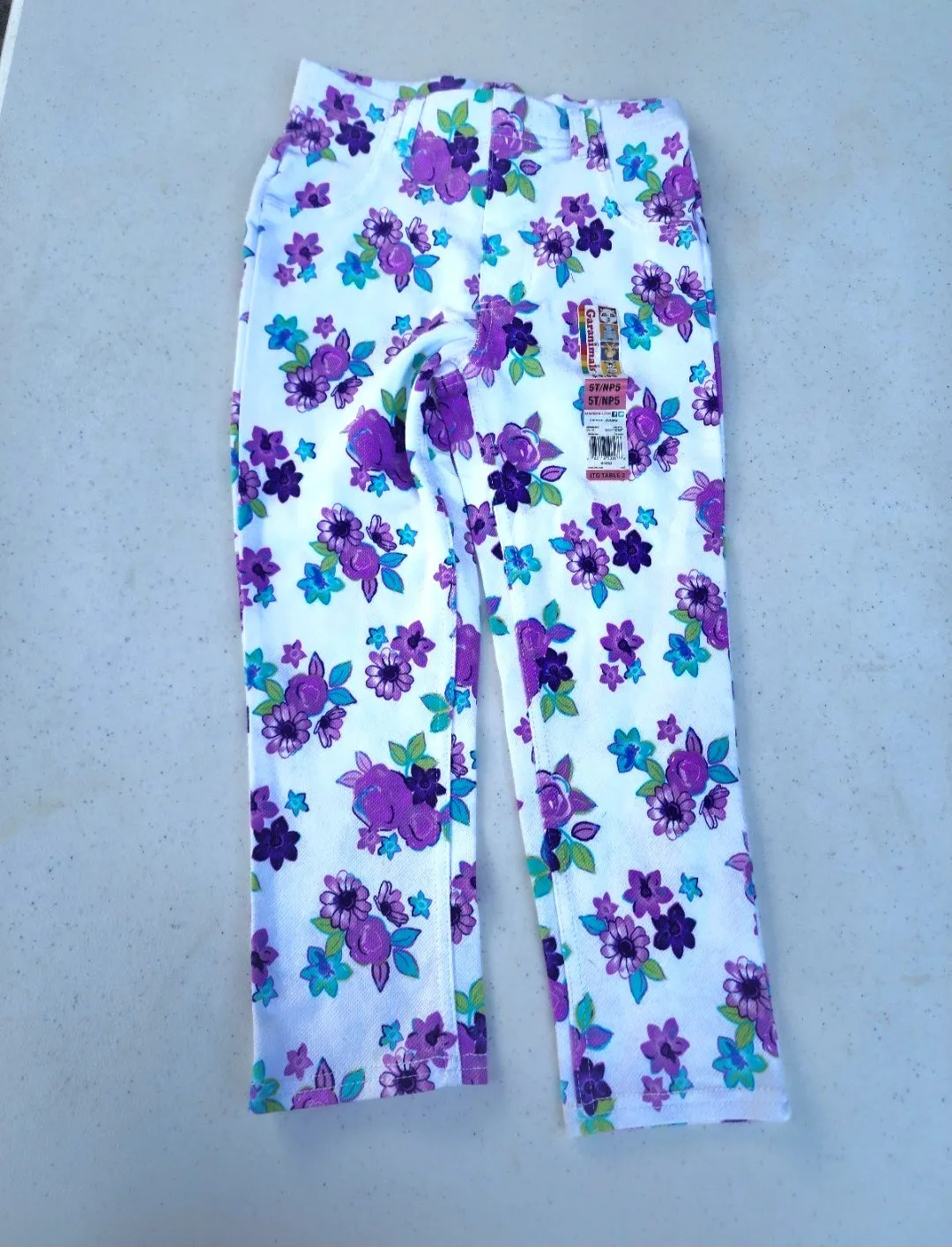 Girls Garanimals Pants Printed Jeggings Purple white 5T