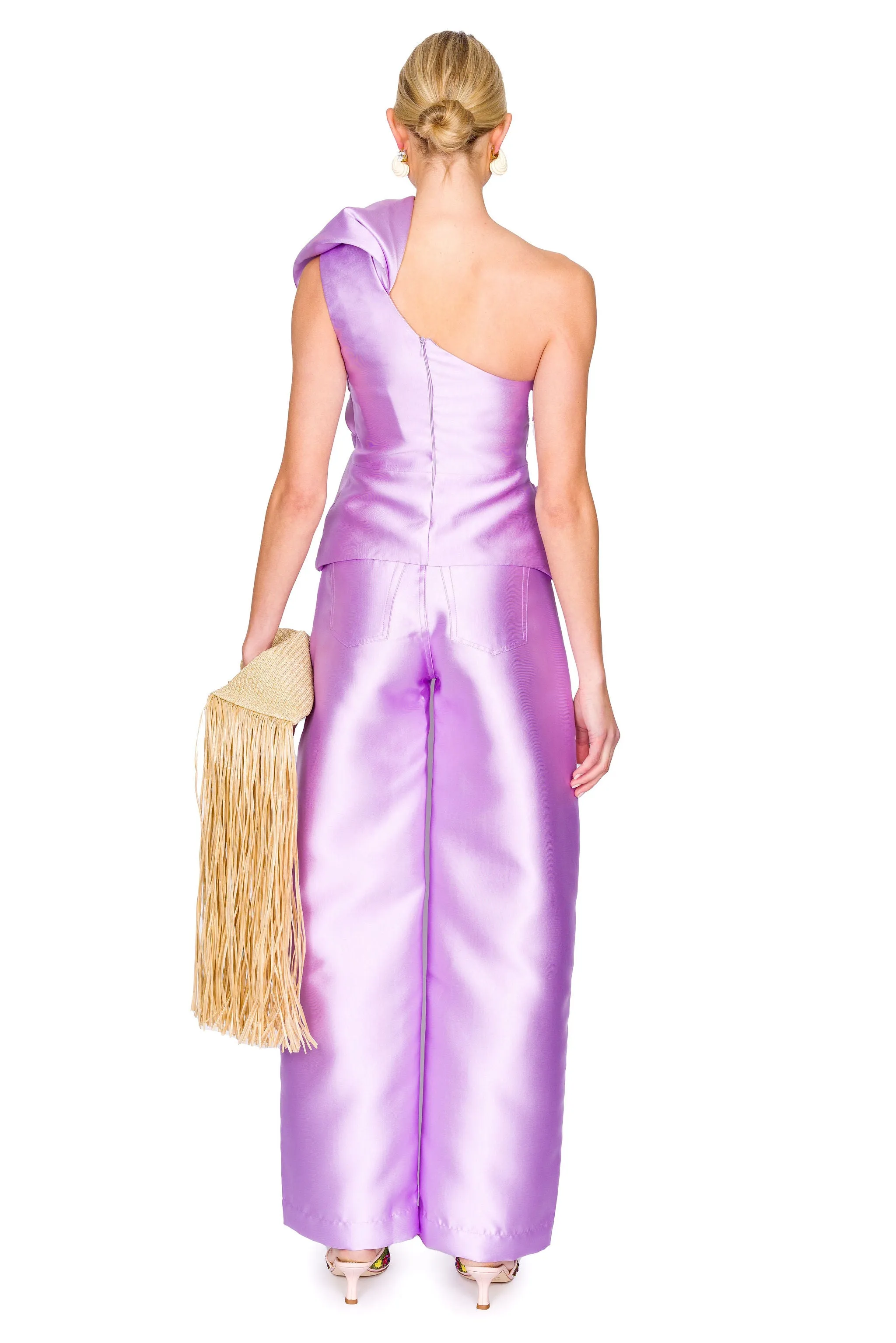 Heavy Satin Sleeveless Fitted Draped Top