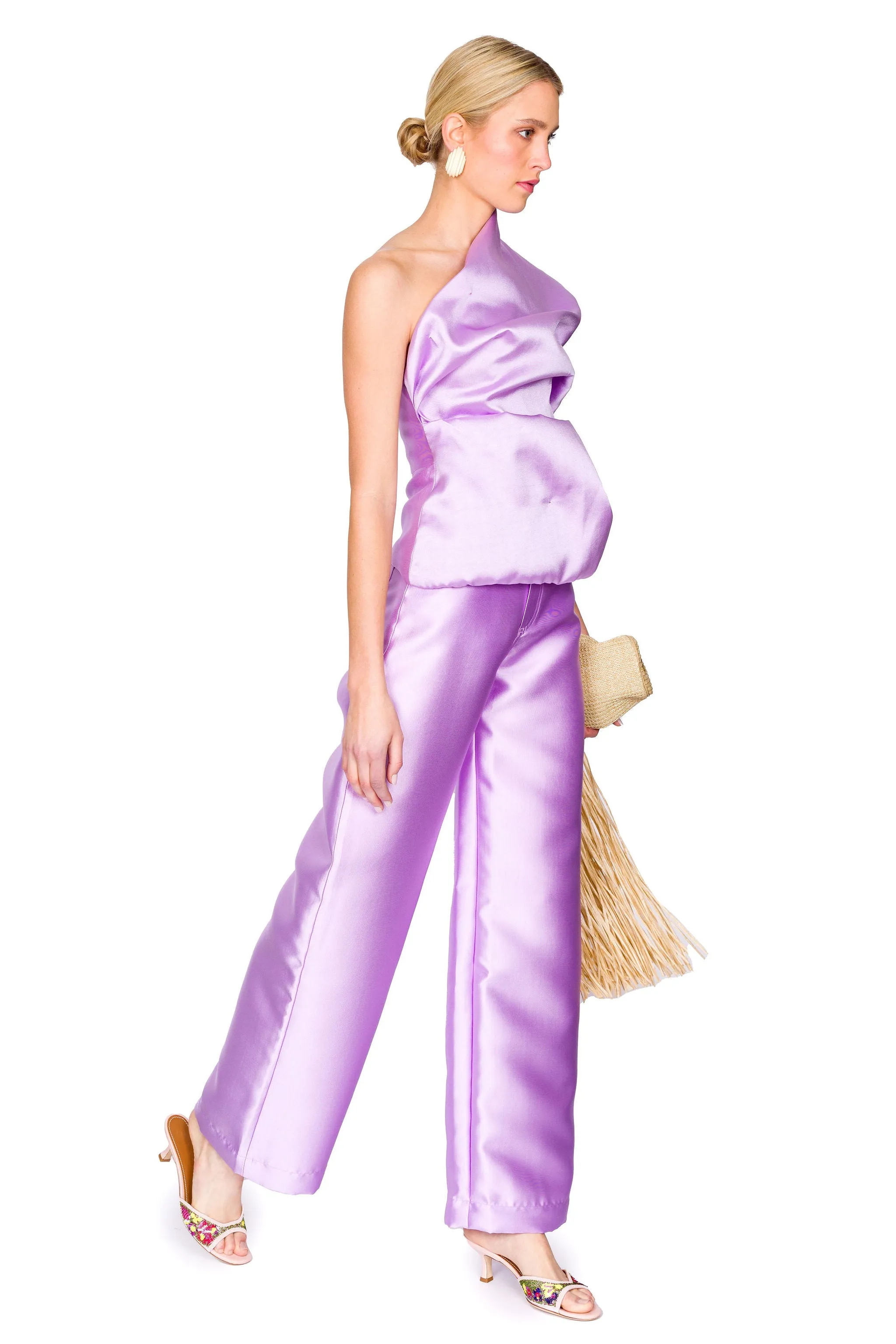 Heavy Satin Sleeveless Fitted Draped Top