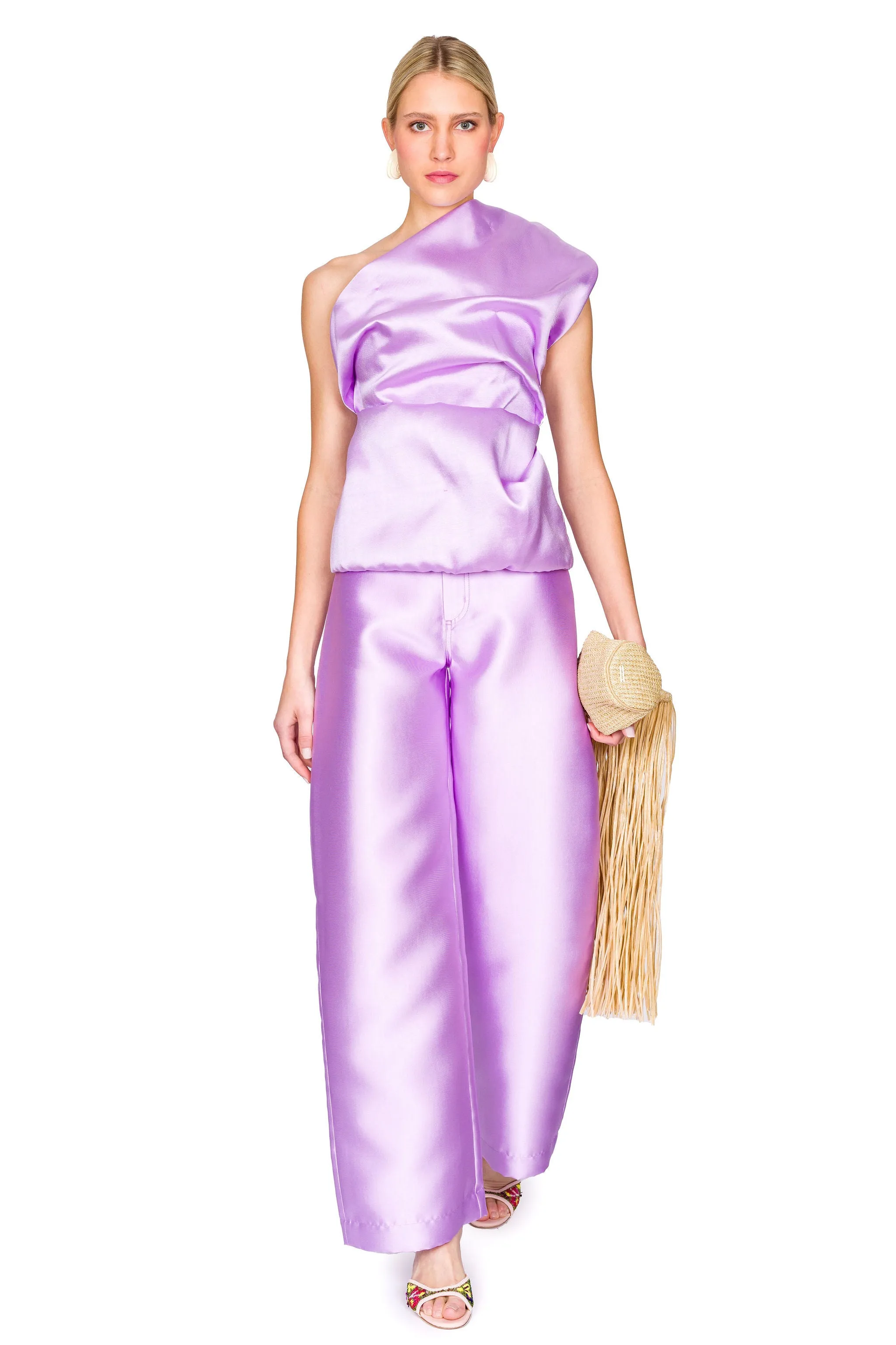 Heavy Satin Sleeveless Fitted Draped Top