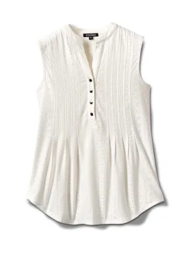 Knit Eyelet Pintuck Popver