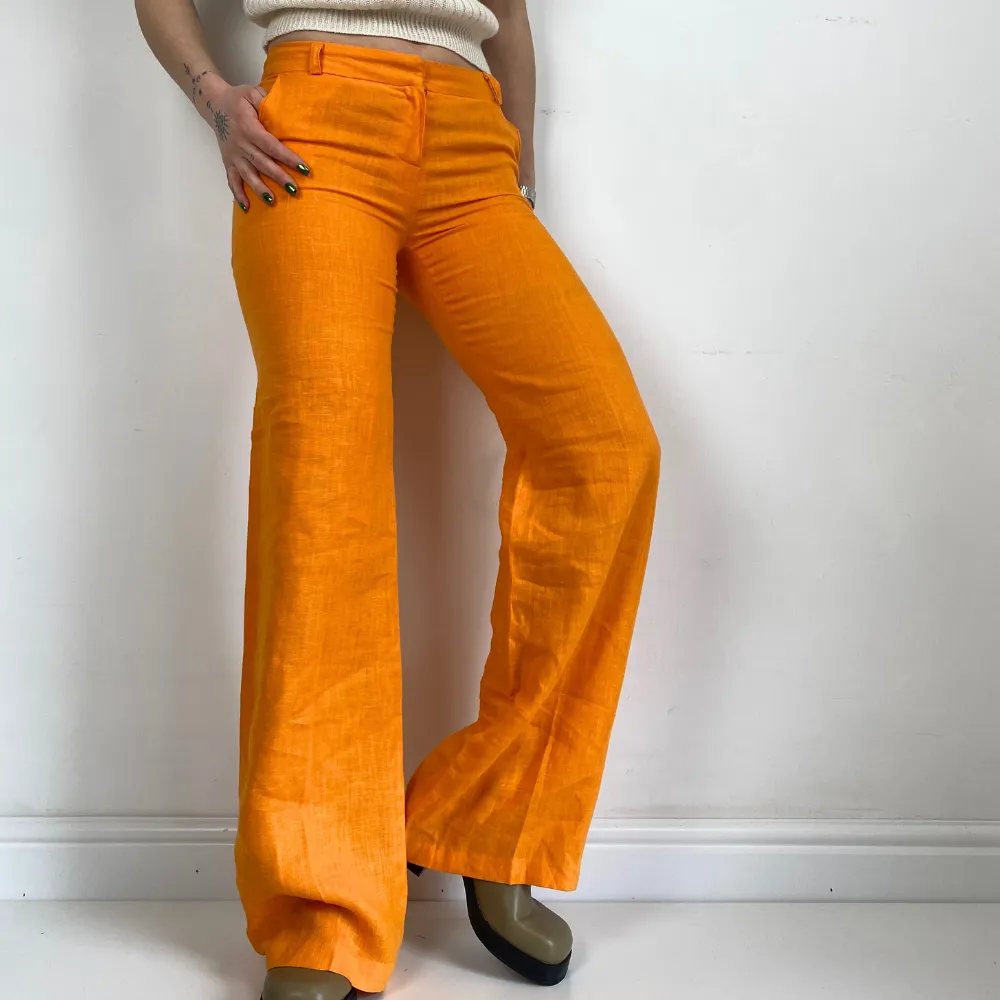 Linen Orange Trousers - XS