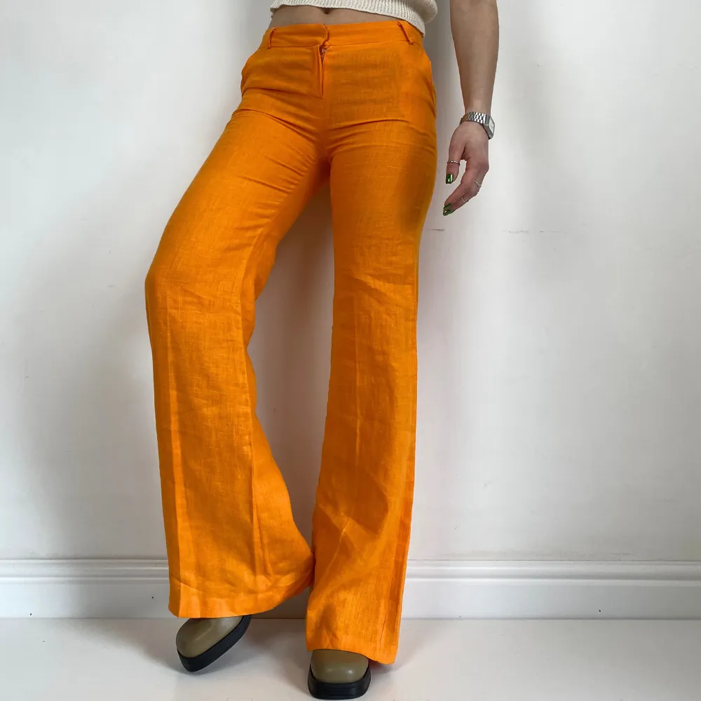 Linen Orange Trousers - XS