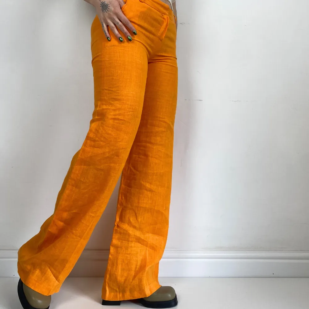Linen Orange Trousers - XS