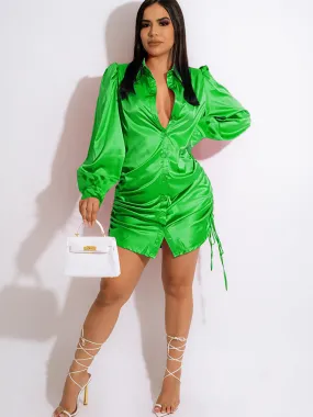 Long Sleeves Buttons Mini Dresses