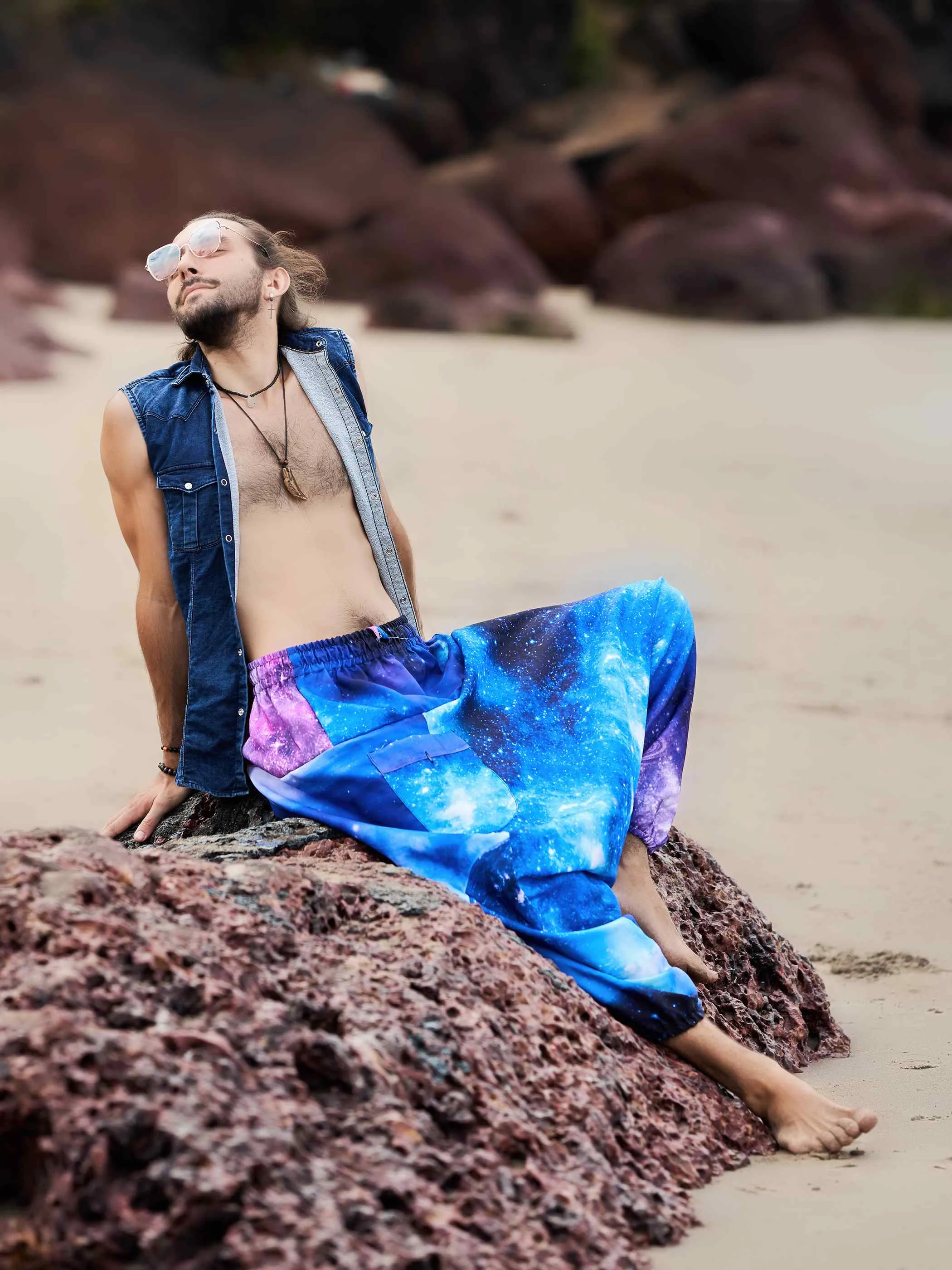 Men's Galactic Print Alibaba Baggy Balloon Harem Pants