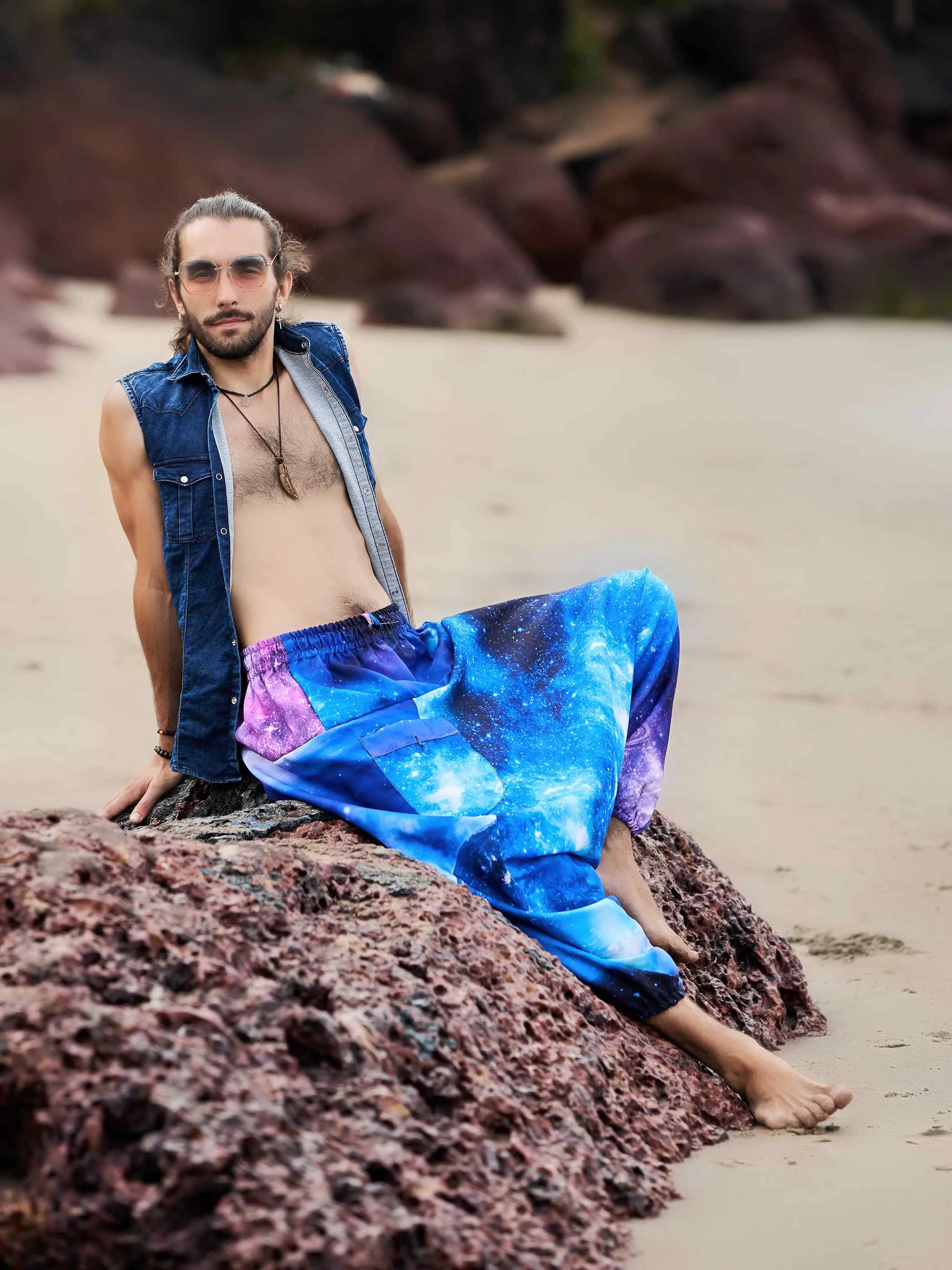 Men's Galactic Print Alibaba Baggy Balloon Harem Pants