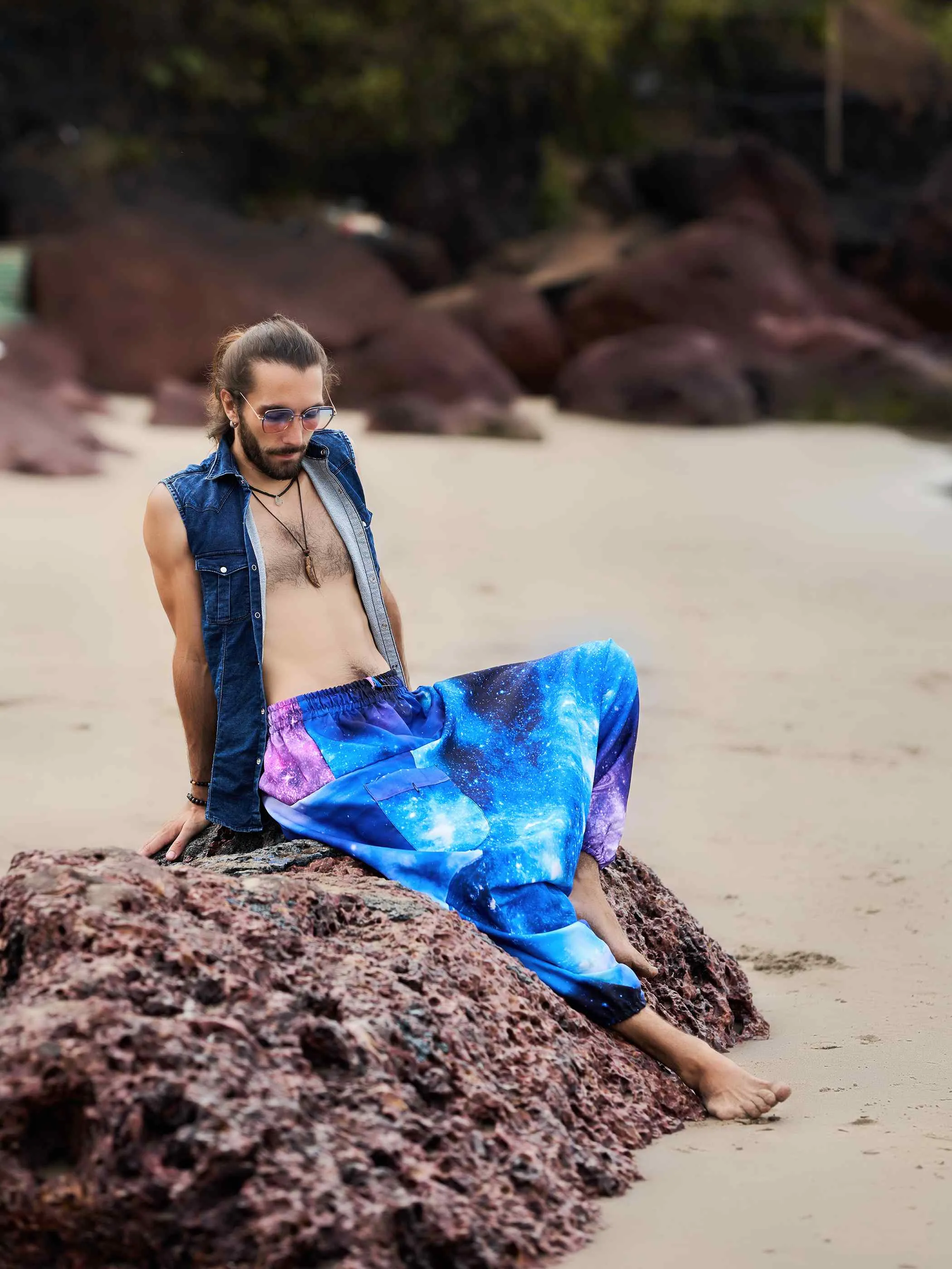 Men's Galactic Print Alibaba Baggy Balloon Harem Pants