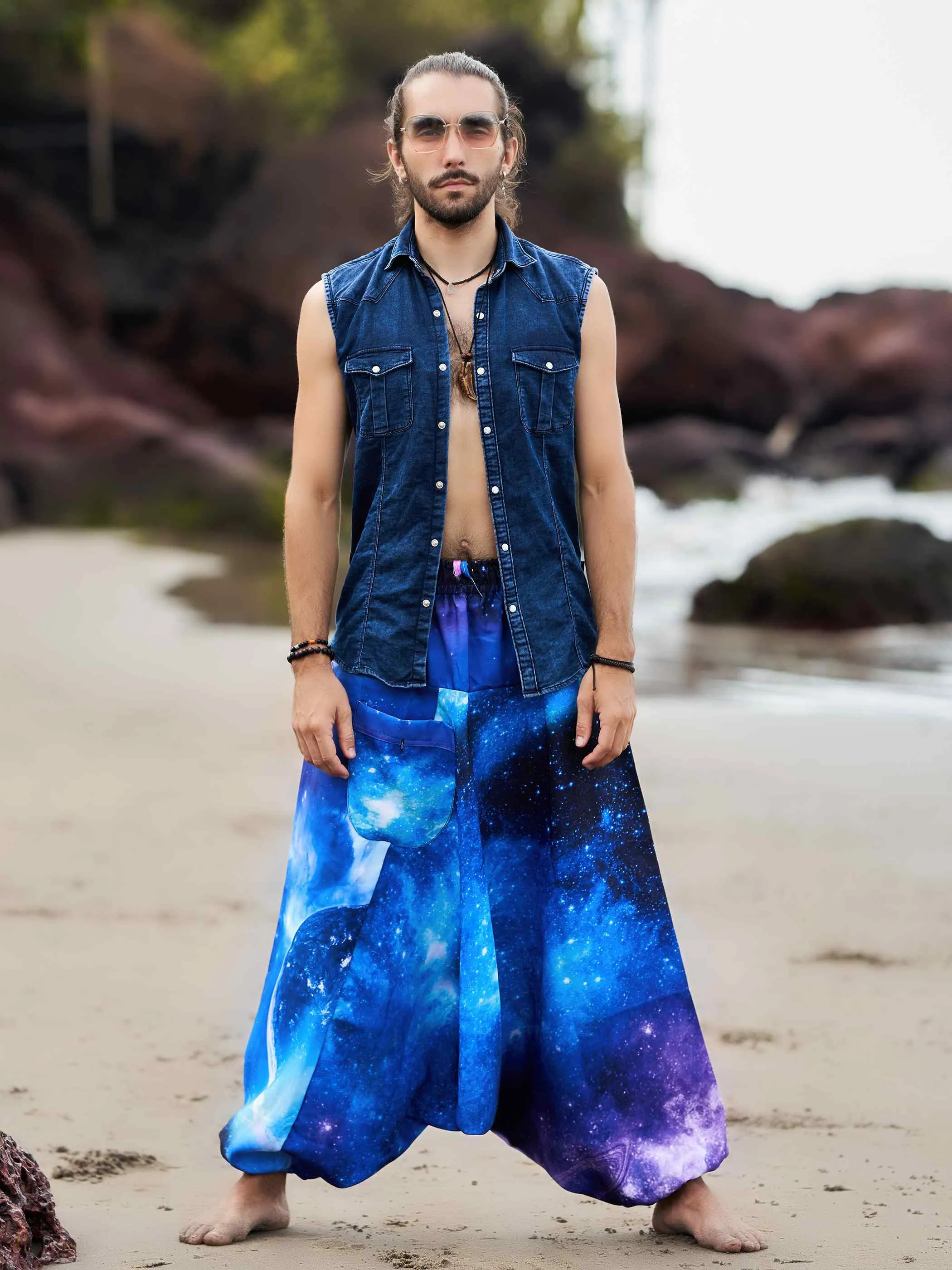 Men's Galactic Print Alibaba Baggy Balloon Harem Pants
