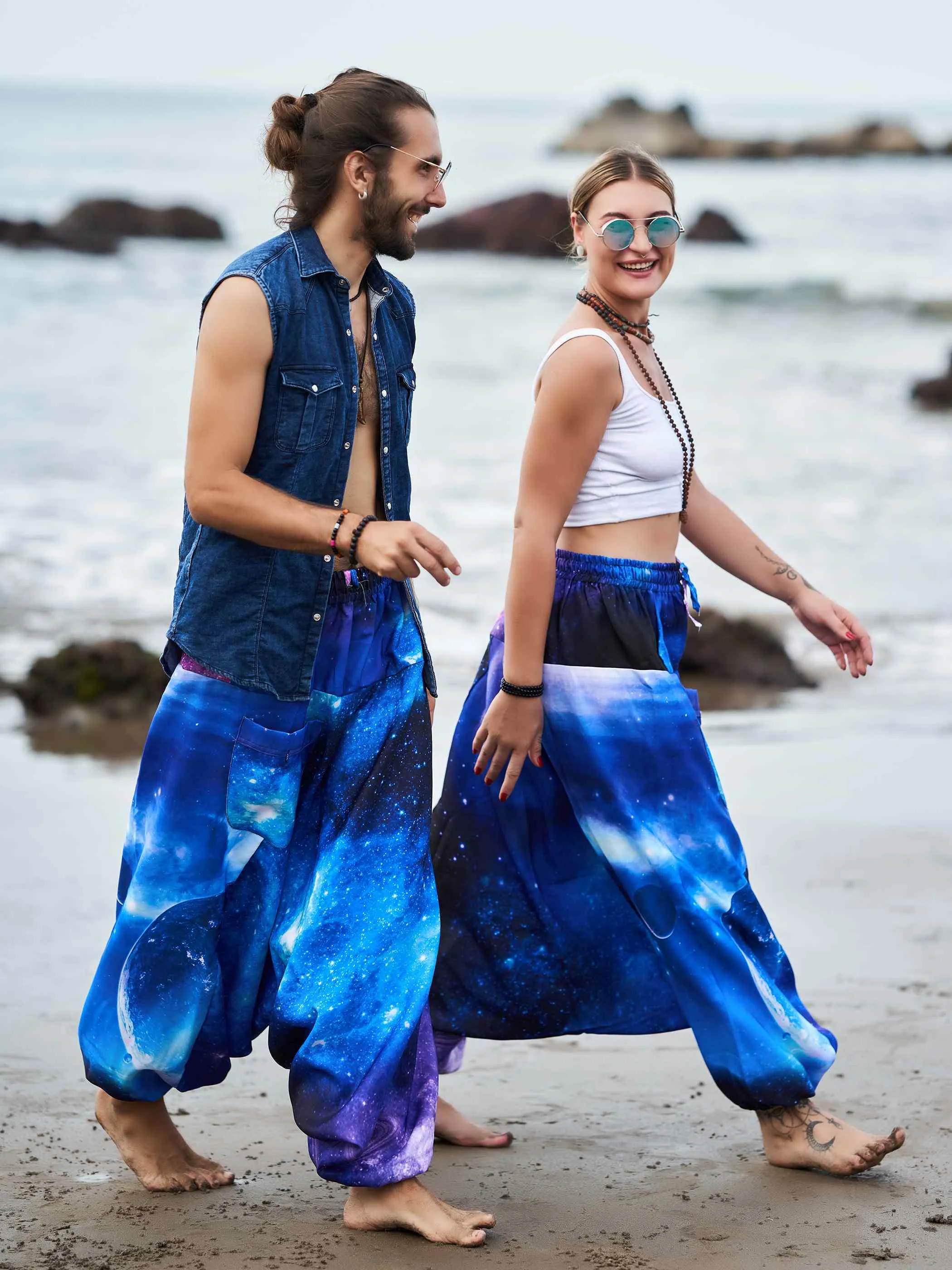 Men's Galactic Print Alibaba Baggy Balloon Harem Pants