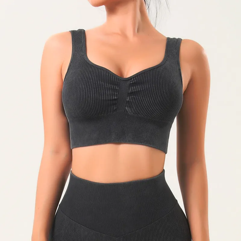 mondmi Sand-Washed Seamless Yoga Set for Women, Ribbed Fitness Wear, Yoga Top and Workout Yoga Pants, Long Pants BT668