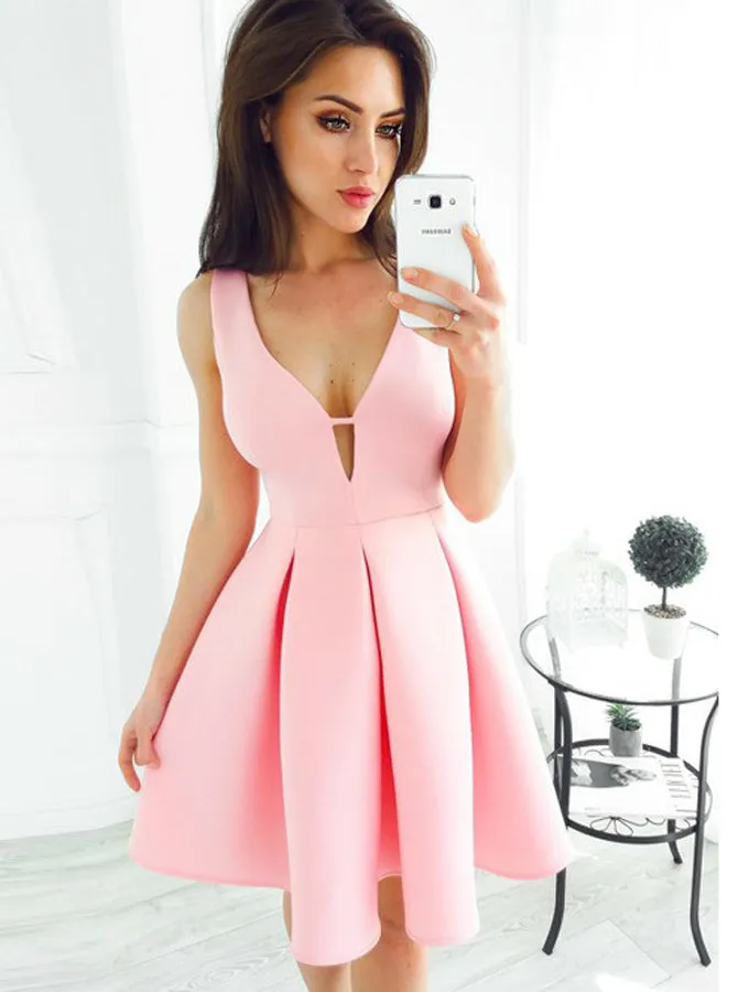 Pink Homecoming Dresses,Simple Homecoming Dress,Homecoming Dress for Teens,HC00159