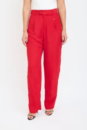 Red Pleated Wide Leg Trouser