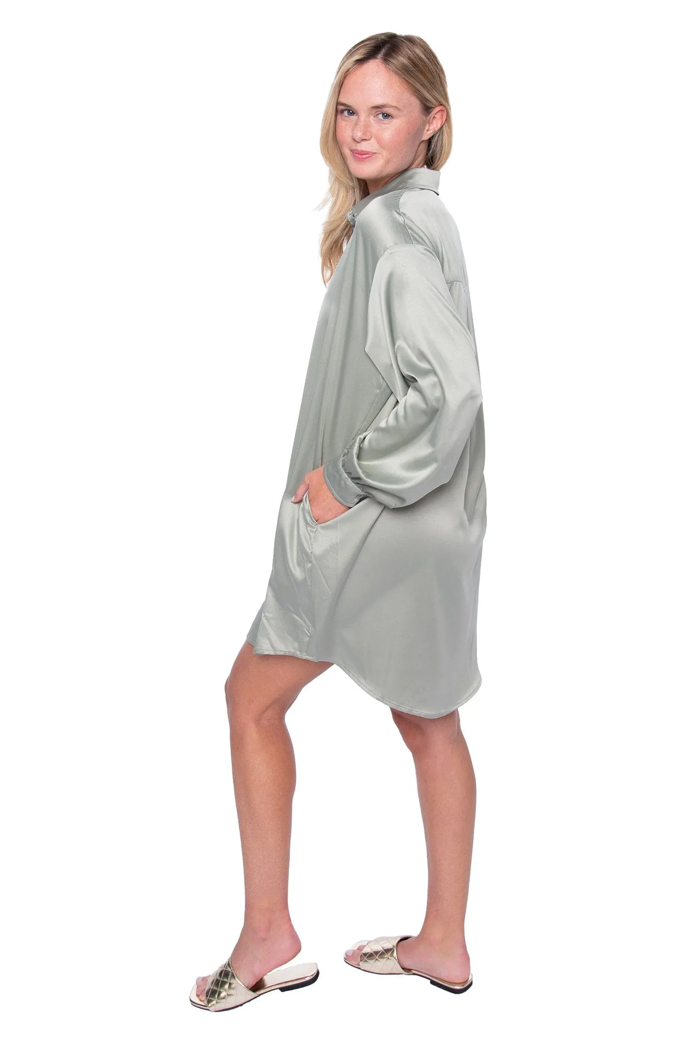 Satin Shirt Dress- FINAL SALE