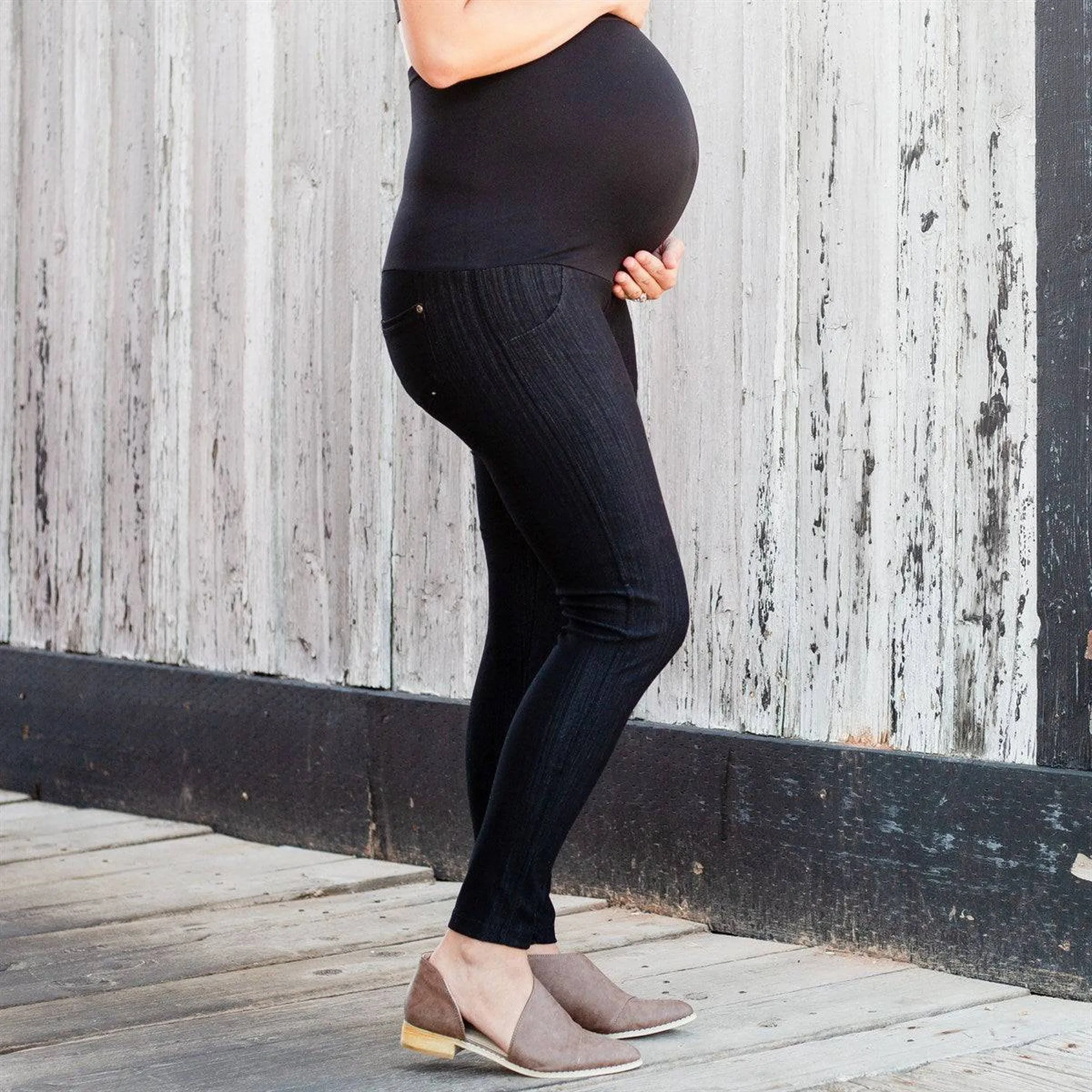 Truly Contagious Premium Stretch Soft High Waisted Jegging for Women- Denim Leggings - Cotton Stretch Blend - Long Maternity (Truly Contagious - New Mix)
