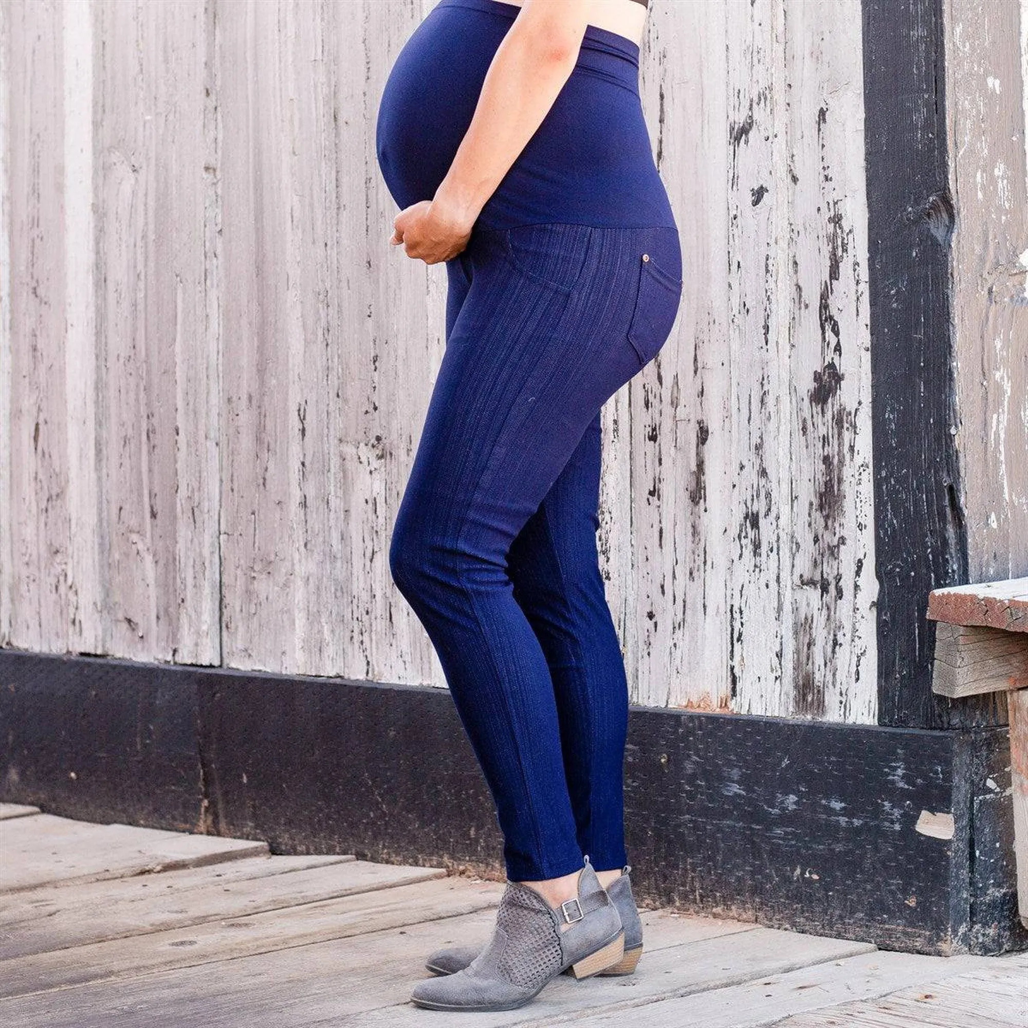 Truly Contagious Premium Stretch Soft High Waisted Jegging for Women- Denim Leggings - Cotton Stretch Blend - Long Maternity (Truly Contagious - New Mix)