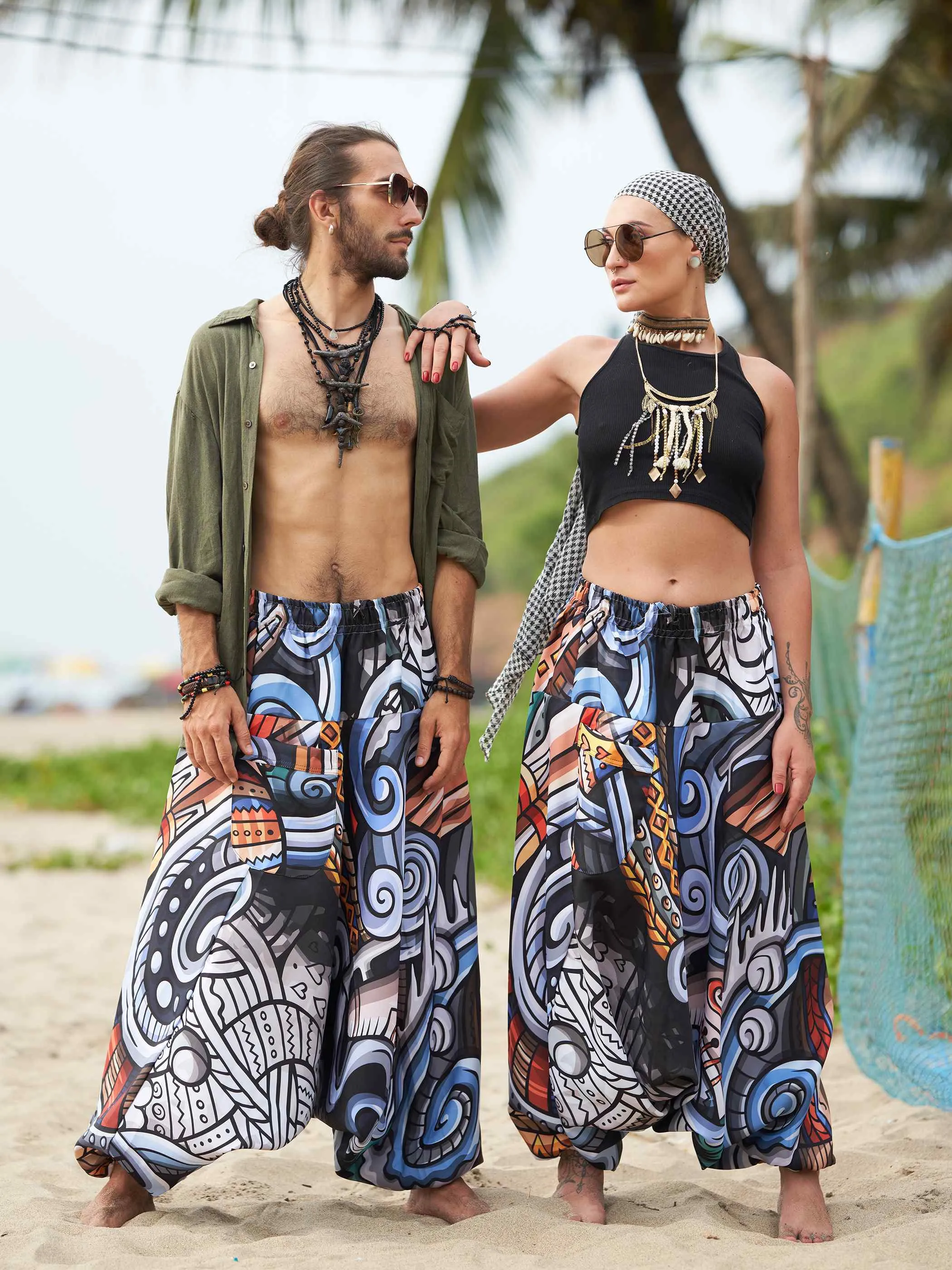 Women's Music-themed Hippy Boho Harem Pants For Travel Yoga Dance